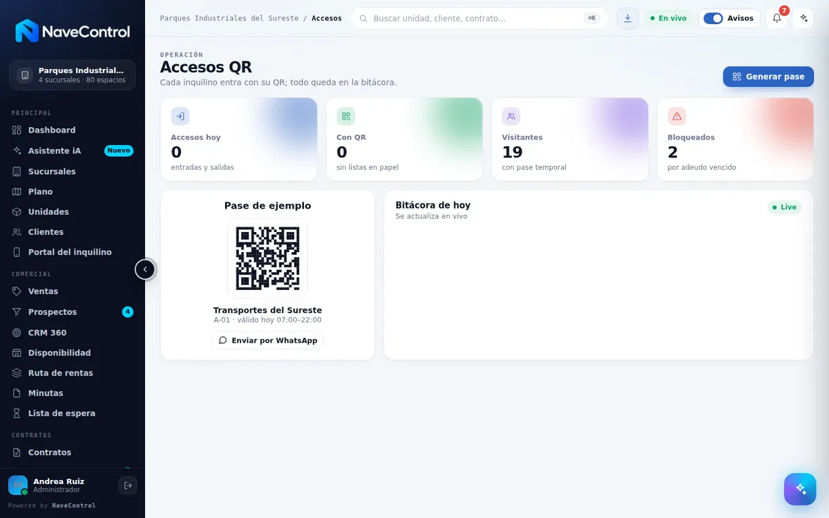 Módulo Accesos de NaveControl