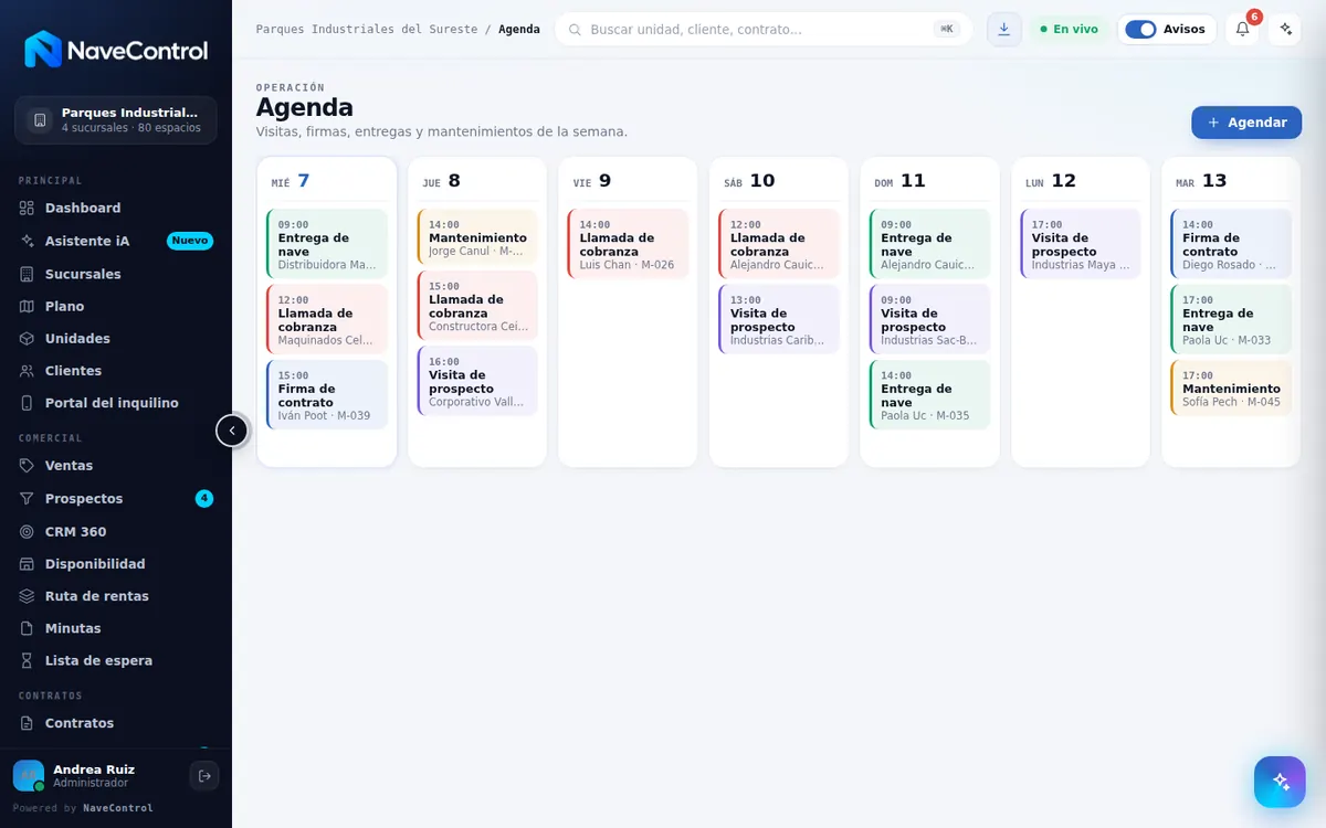 Módulo Agenda de NaveControl