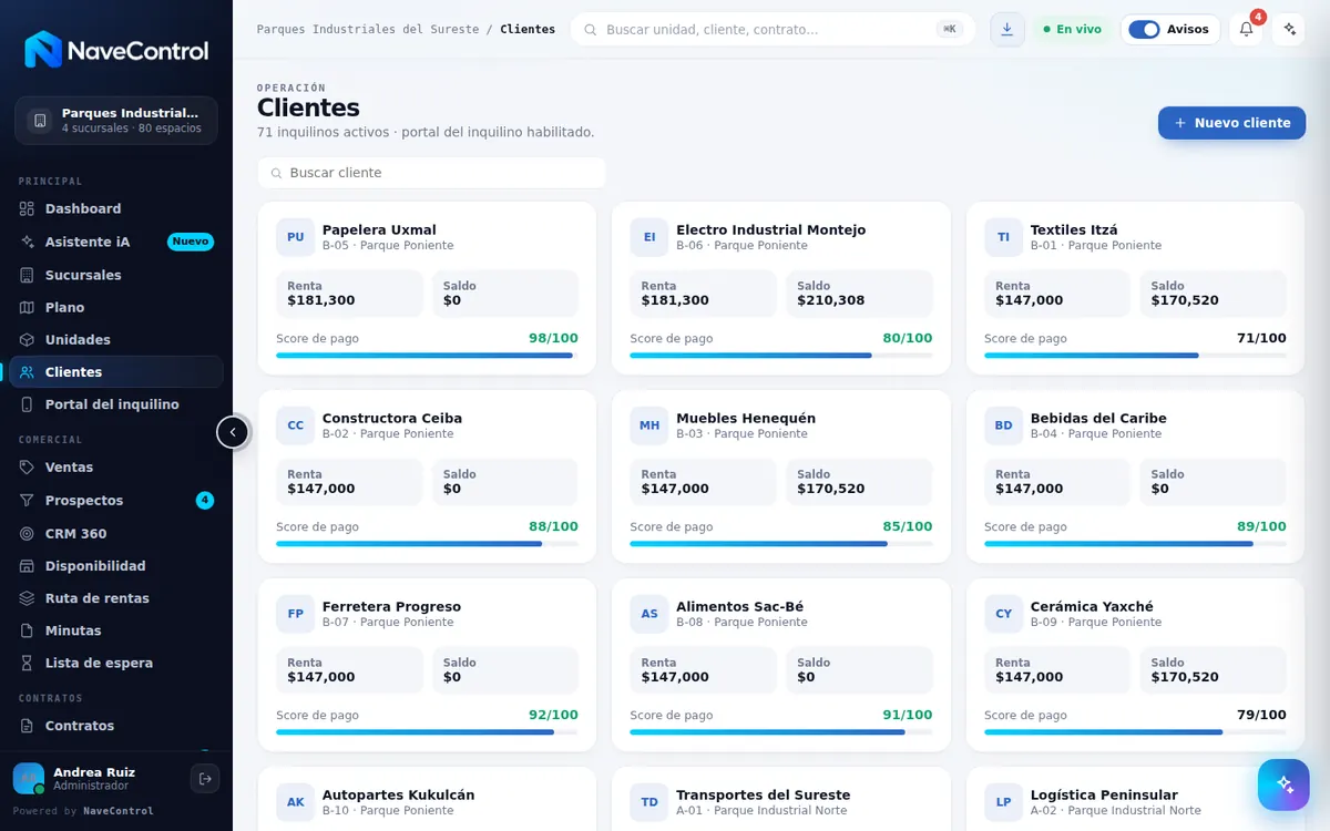 Módulo Clientes de NaveControl