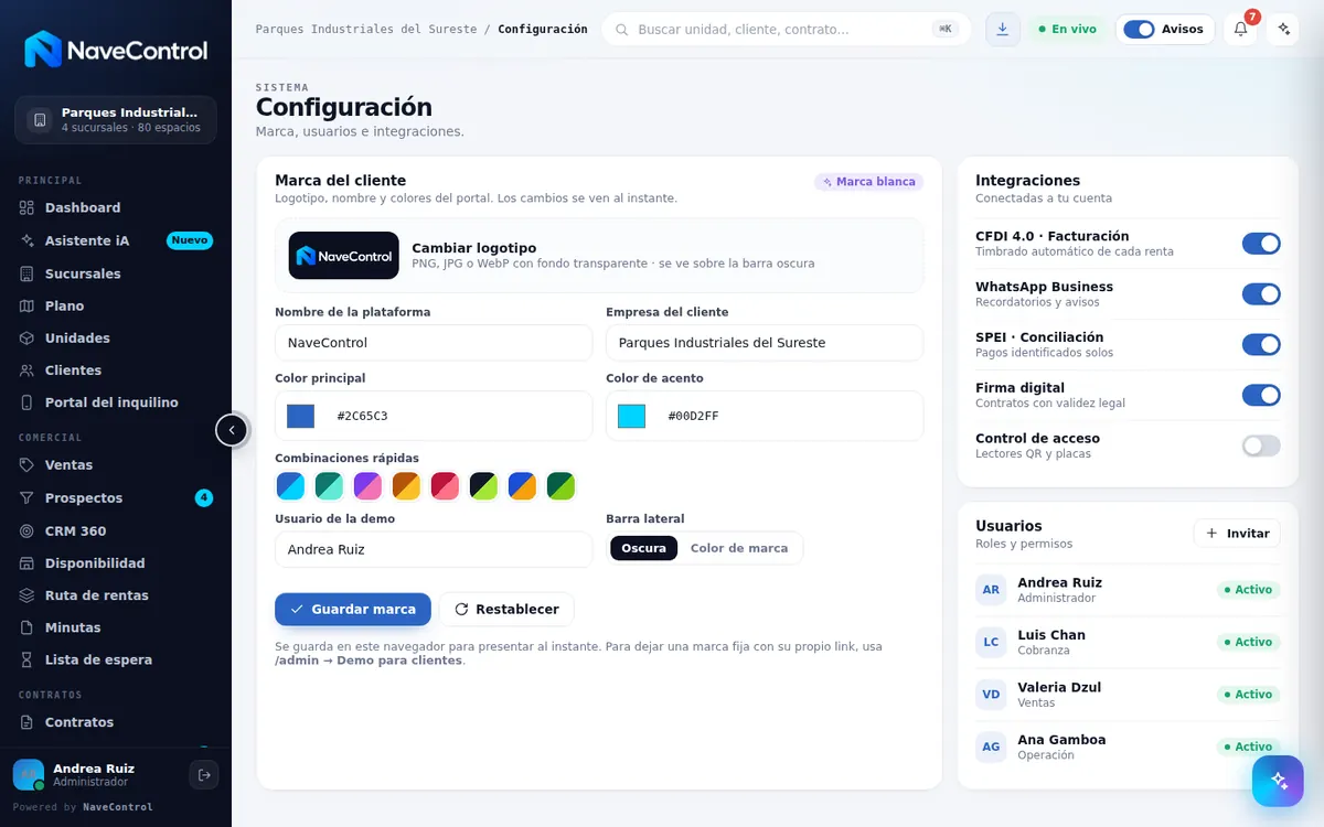 Módulo Configuración de NaveControl