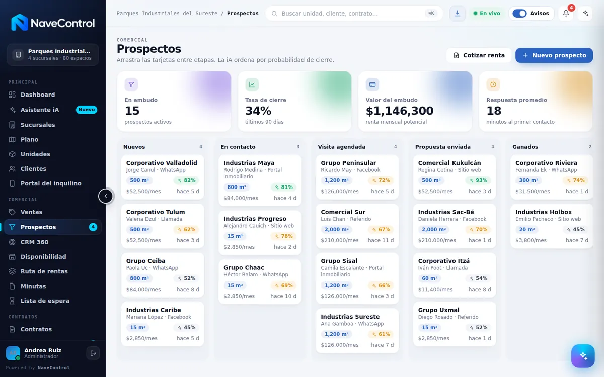 Módulo Prospectos de NaveControl