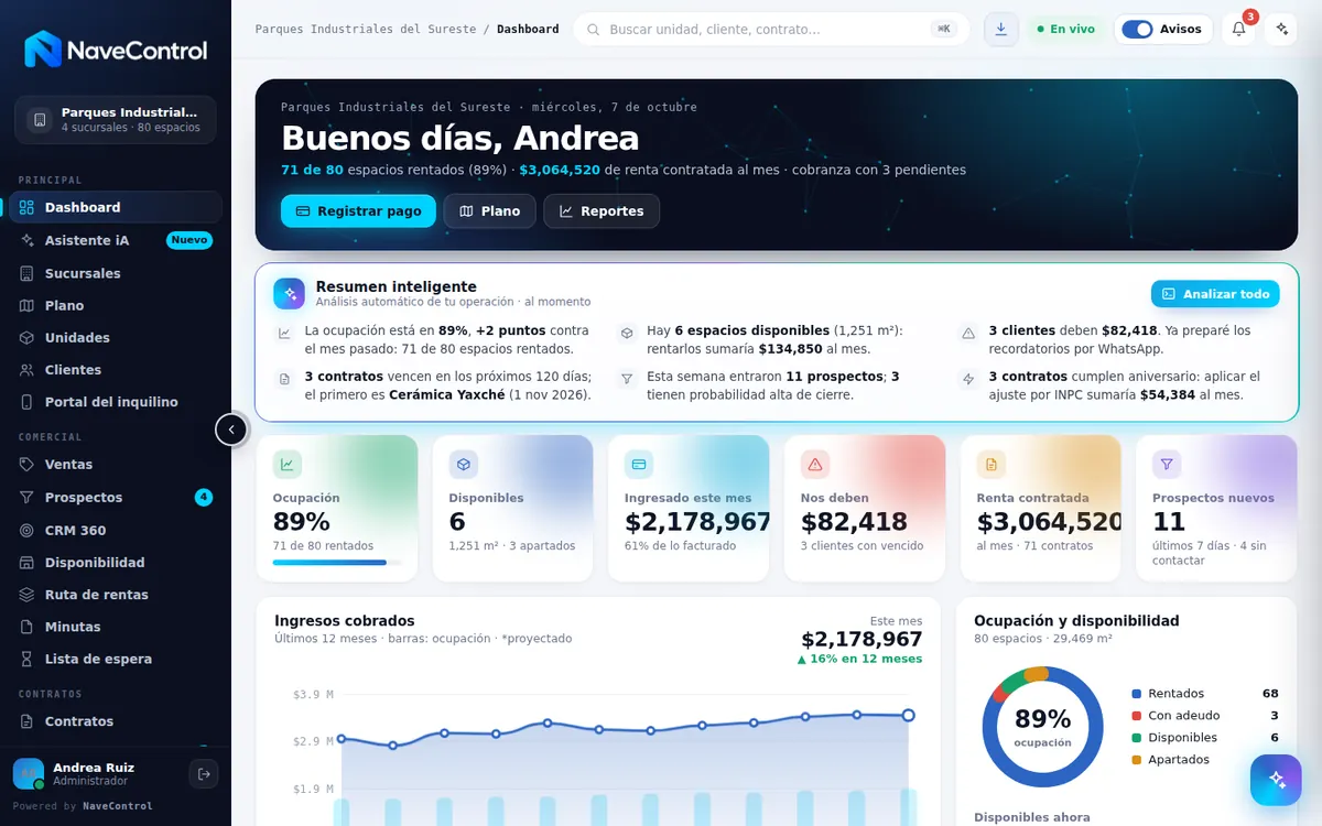 Módulo Dashboard de NaveControl