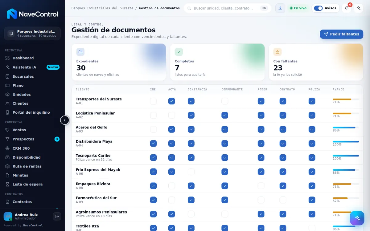 Módulo Gestión de documentos de NaveControl