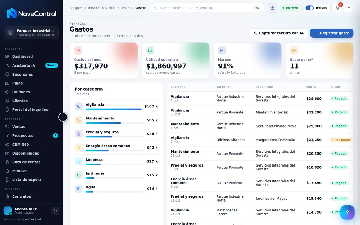 Módulo Gastos de NaveControl