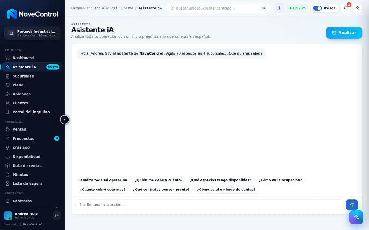 Módulo Asistente iA de NaveControl