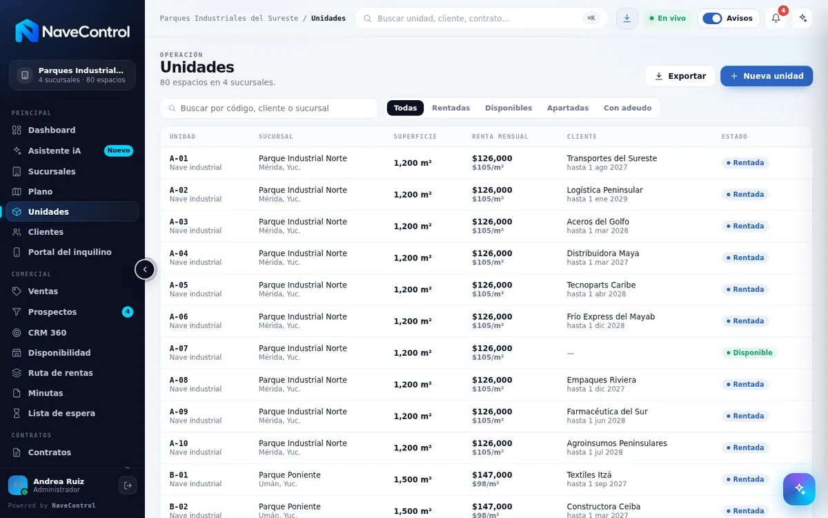 Módulo Unidades de NaveControl